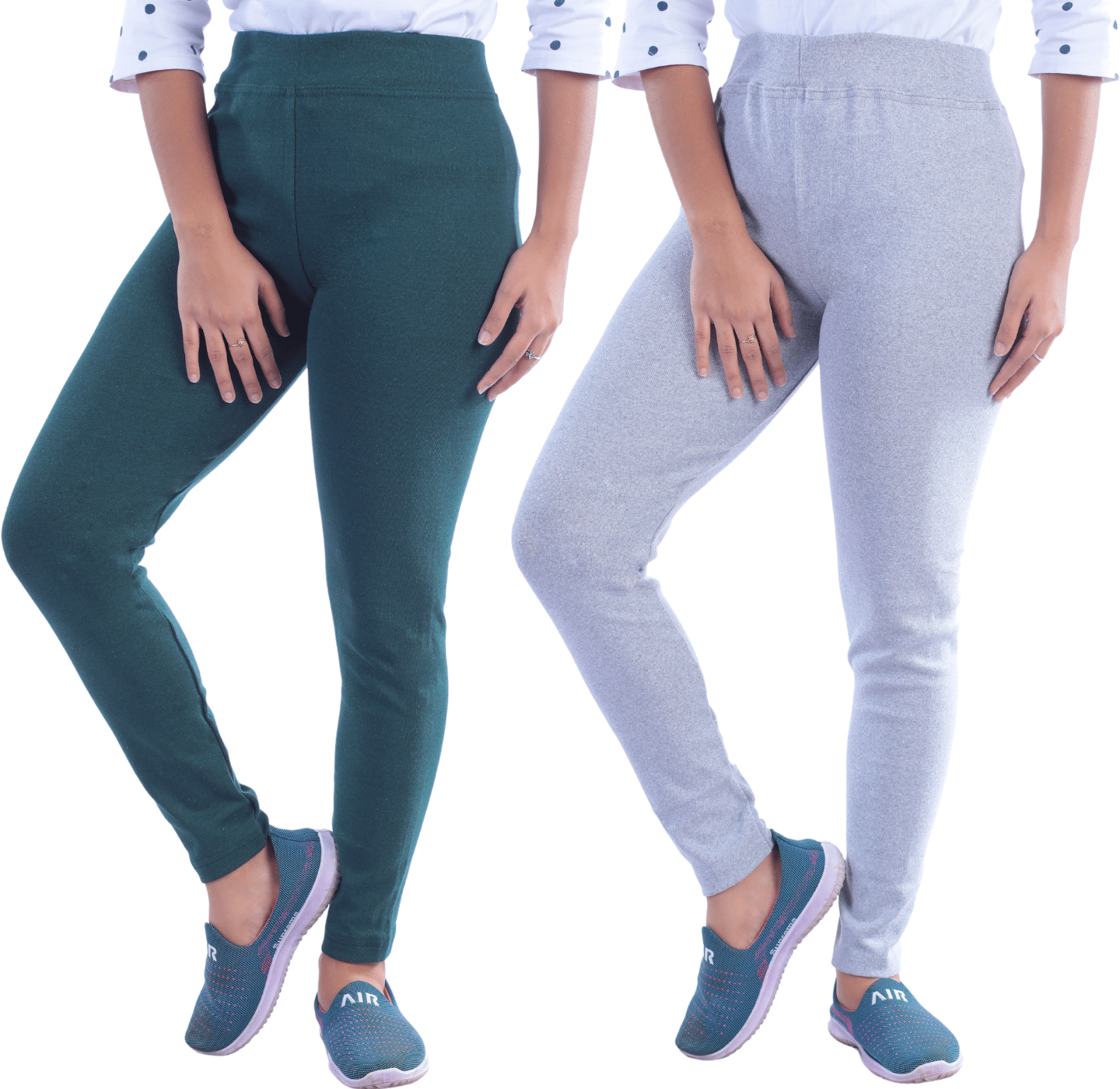     			KARARO JEGGINGS - Cotton Blend Skinny Fit Green Women's Jeggings ( Pack of 2 )