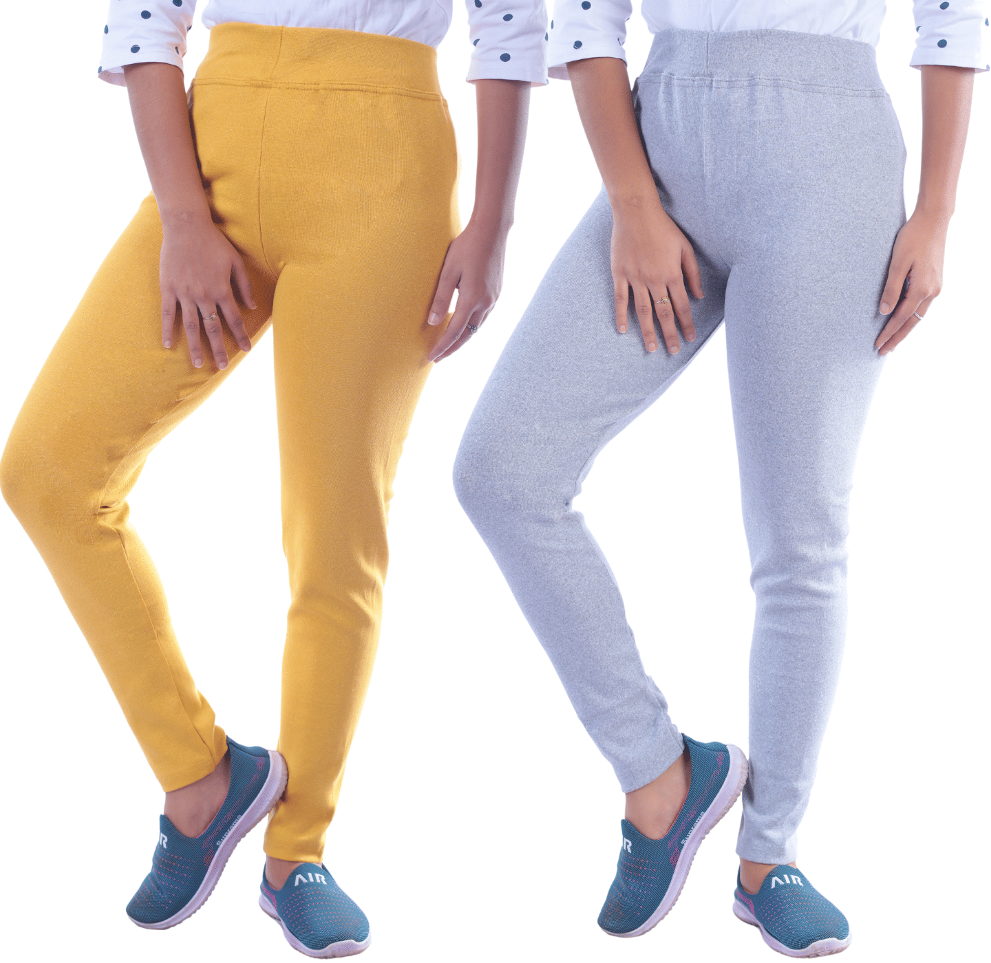     			KARARO JEGGINGS - Cotton Blend Skinny Fit Yellow Women's Jeggings ( Pack of 2 )