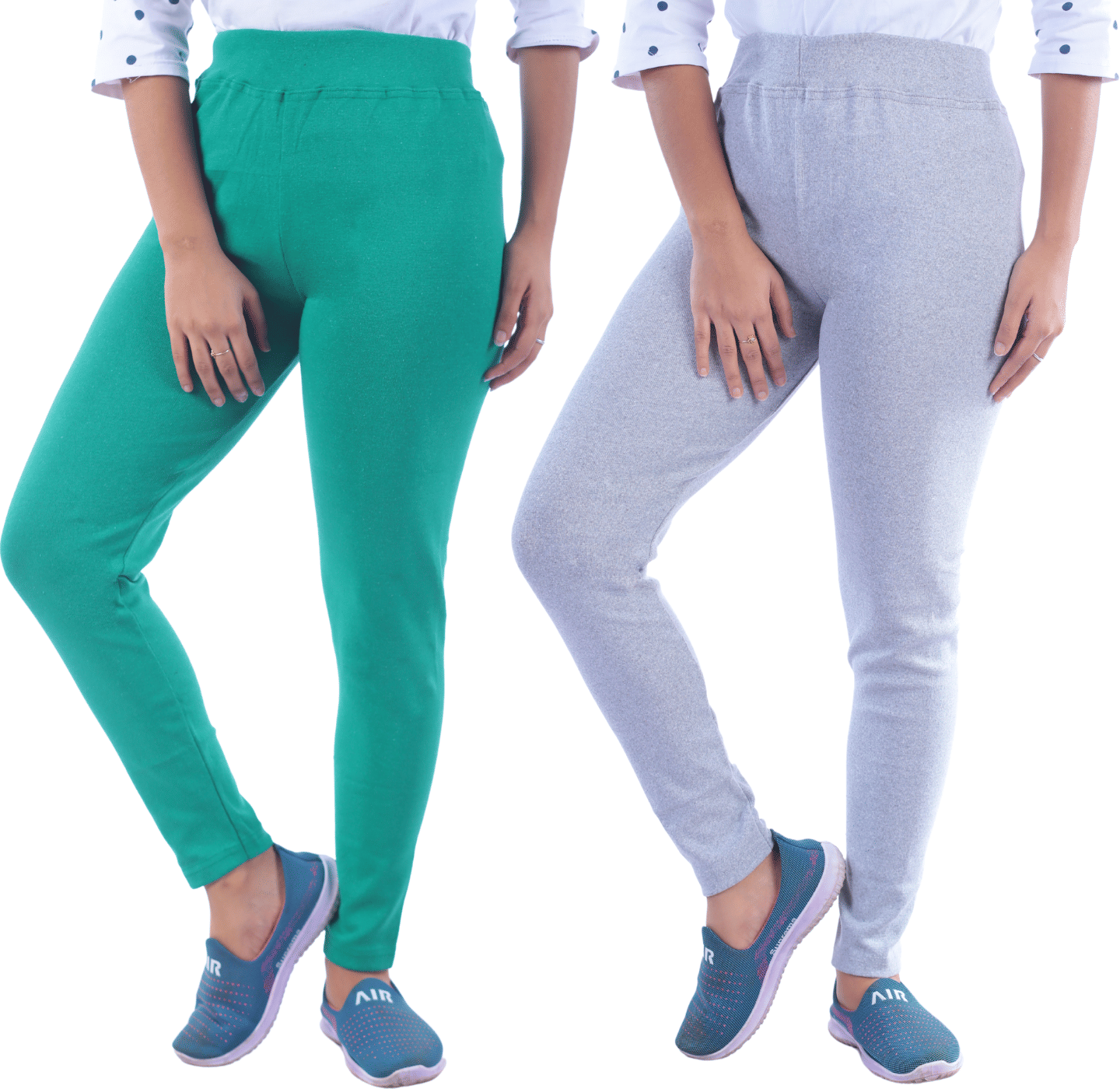     			KARARO JEGGINGS - Cotton Blend Skinny Fit Green Women's Jeggings ( Pack of 2 )