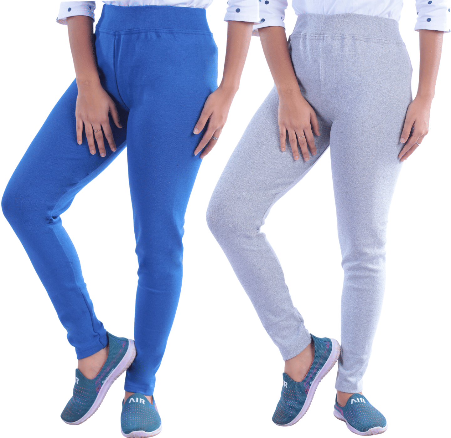 KARARO JEGGINGS - Cotton Blend Skinny Fit Blue Women's Jeggings ( Pack of 2 ) KARARO JEGGINGS - Cotton Blend Skinny Fit Blue Women's Jeggings ( Pack of 2 )