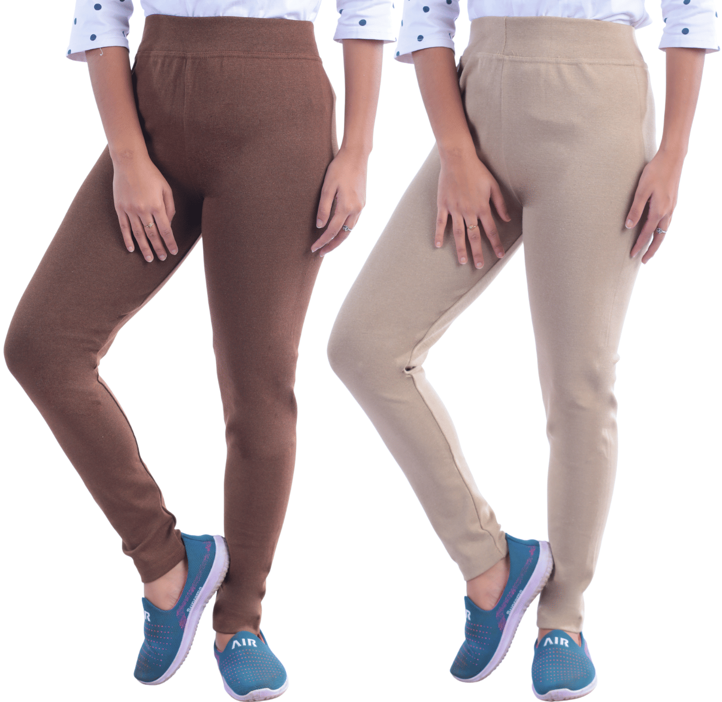KARARO JEGGINGS - Cotton Blend Skinny Fit Brown Women's Jeggings ( Pack of 2 ) KARARO JEGGINGS - Cotton Blend Skinny Fit Brown Women's Jeggings ( Pack of 2 )