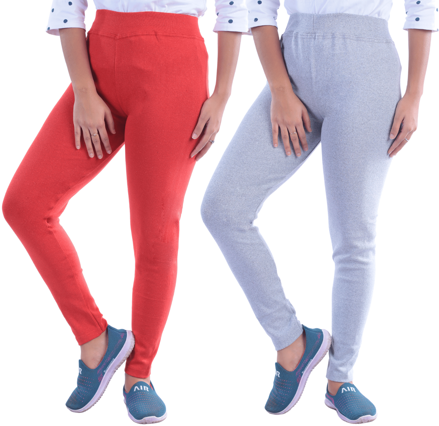     			KARARO JEGGINGS - Cotton Blend Skinny Fit Red Women's Jeggings ( Pack of 2 )