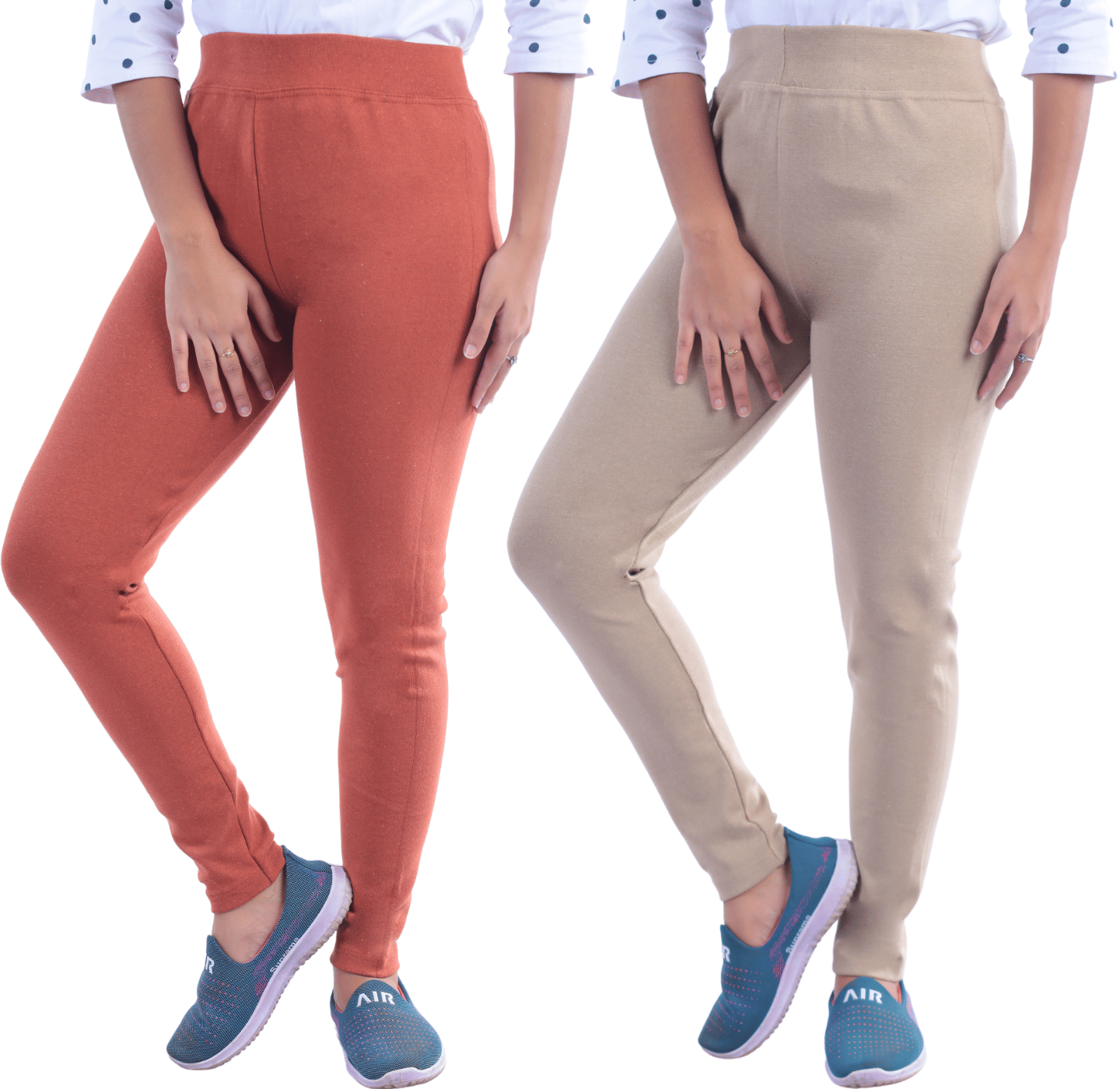     			KARARO JEGGINGS - Cotton Blend Skinny Fit Khaki Women's Jeggings ( Pack of 2 )