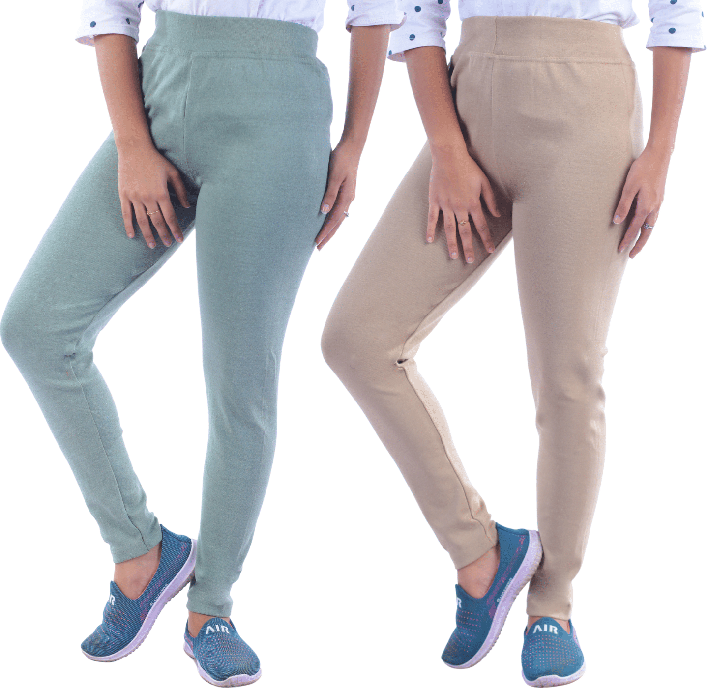     			KARARO JEGGINGS - Cotton Blend Skinny Fit Olive Women's Jeggings ( Pack of 2 )