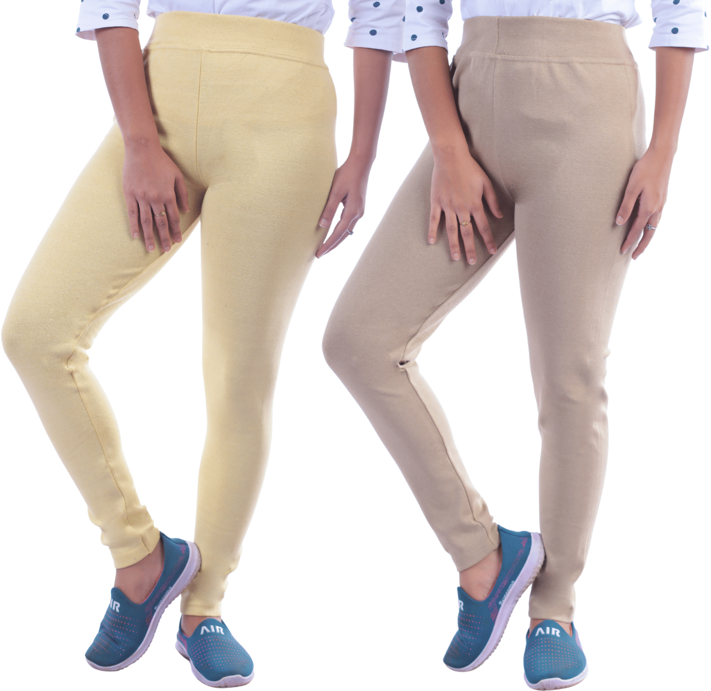 KARARO JEGGINGS - Cotton Blend Skinny Fit Yellow Women's Jeggings ( Pack of 2 ) KARARO JEGGINGS - Cotton Blend Skinny Fit Yellow Women's Jeggings ( Pack of 2 )