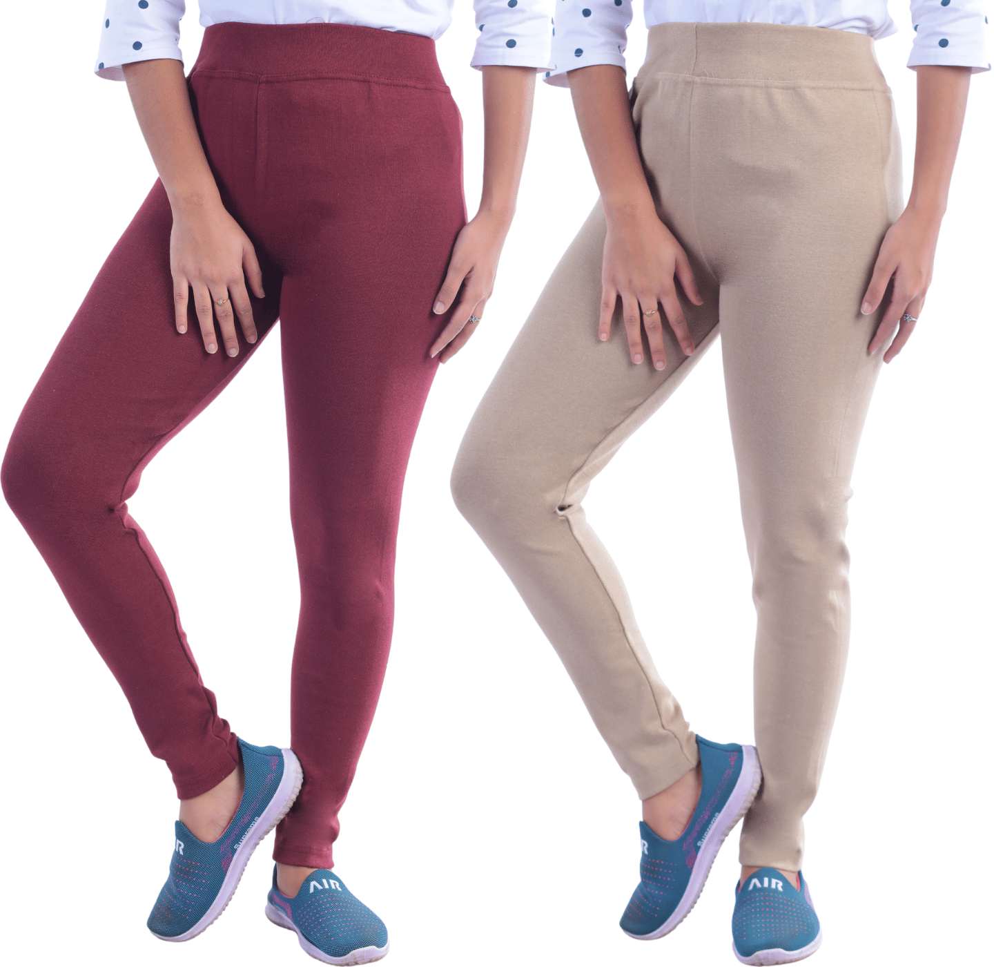 KARARO JEGGINGS - Cotton Blend Skinny Fit Maroon Women's Jeggings ( Pack of 2 )     			KARARO JEGGINGS - Cotton Blend Skinny Fit Maroon Women's Jeggings ( Pack of 2 )