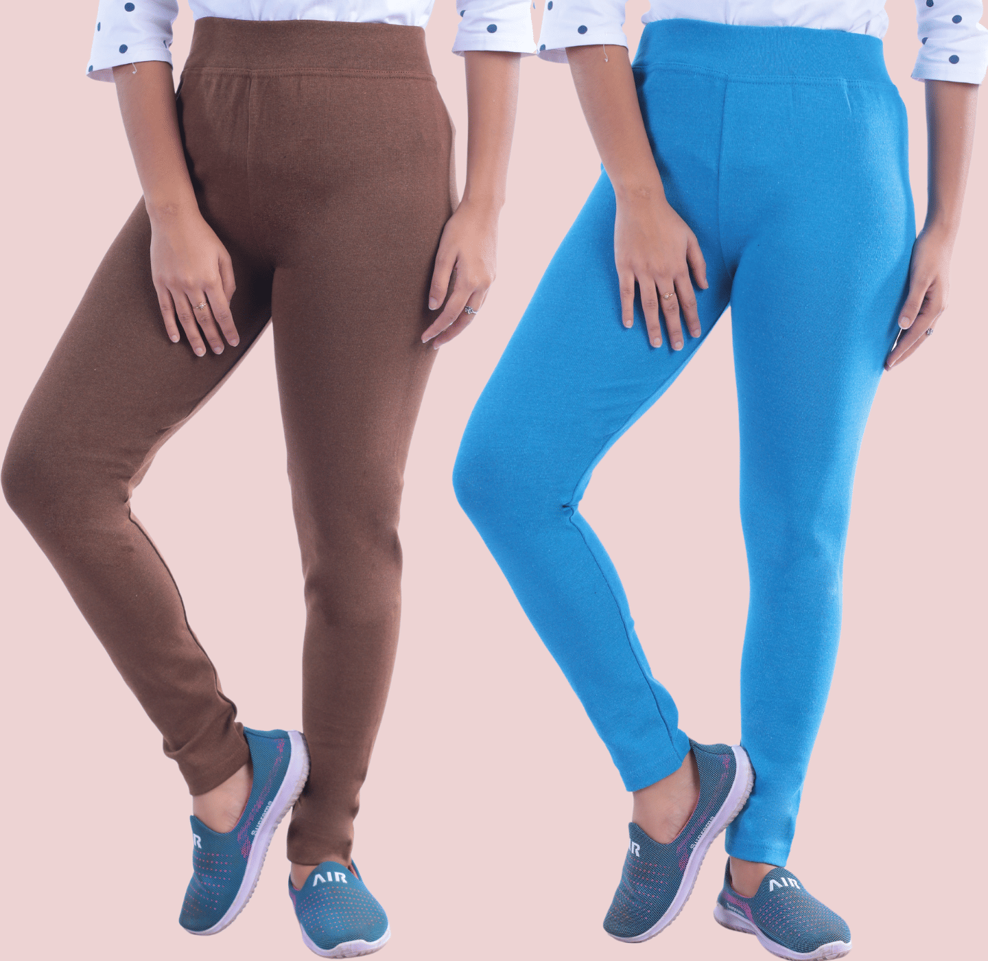 KARARO JEGGINGS - Cotton Blend Skinny Fit Brown Women's Jeggings ( Pack of 2 ) KARARO JEGGINGS - Cotton Blend Skinny Fit Brown Women's Jeggings ( Pack of 2 )