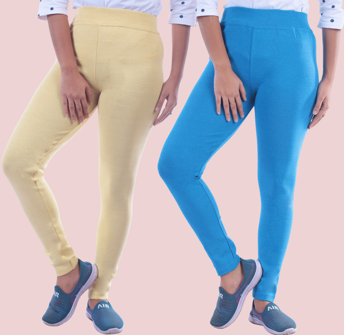     			KARARO JEGGINGS - Cotton Blend Skinny Fit Yellow Women's Jeggings ( Pack of 2 )
