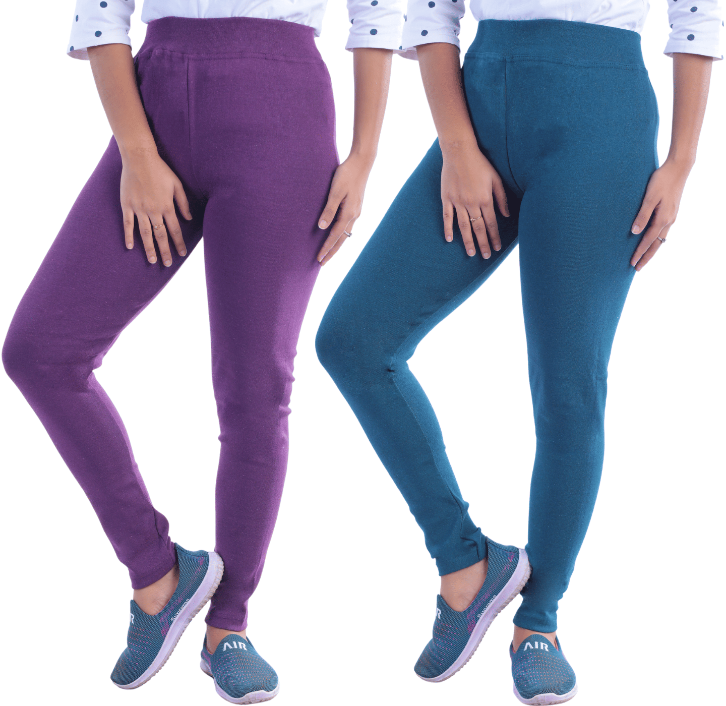 KARARO JEGGINGS - Cotton Blend Skinny Fit Purple Women's Jeggings ( Pack of 2 ) KARARO JEGGINGS - Cotton Blend Skinny Fit Purple Women's Jeggings ( Pack of 2 )
