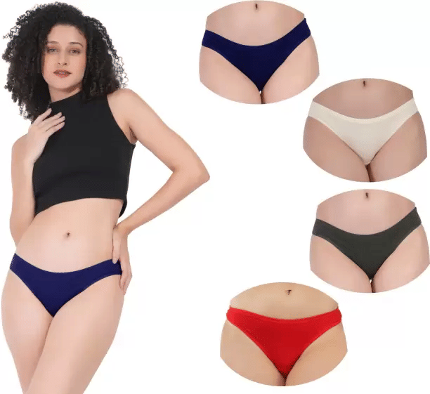 Louis Craft Pack of 4 Cotton Lycra Thongs For Women ( Multicolor5 )