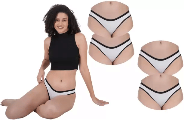 Louis Craft Pack of 4 Cotton Lycra Thongs For Women ( White )     			Louis Craft Pack of 4 Cotton Lycra Thongs For Women ( White )
