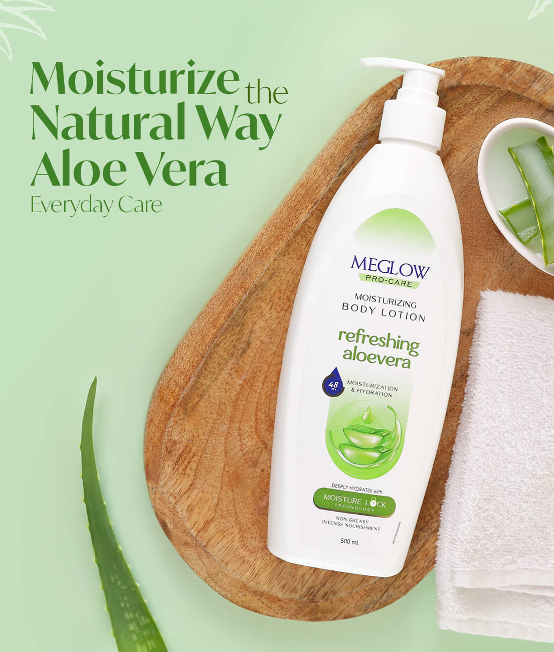     			Meglow Pro-Care Moisturizer Body Lotion Aloevera Hydrates with 48hrs Moisture Lock Technology 500ml