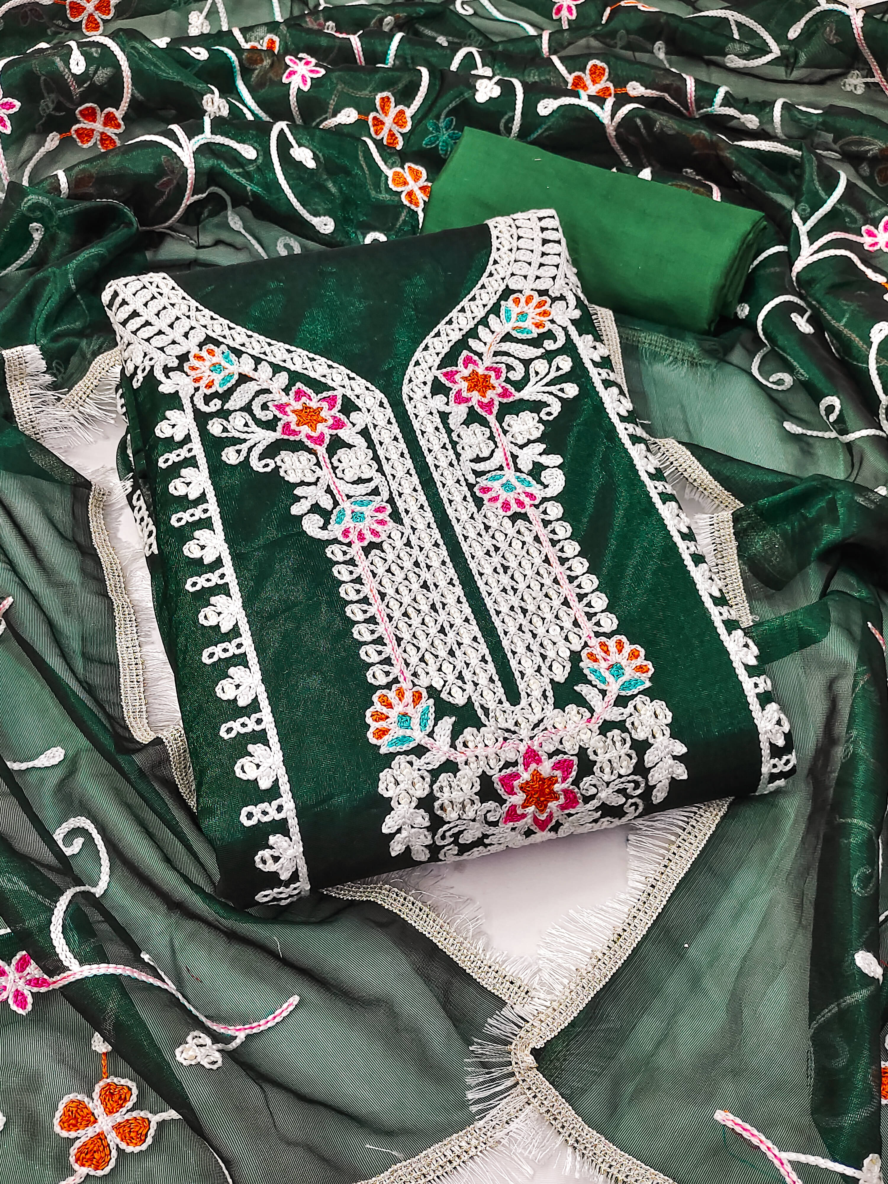     			Nayanthara Trends Women Net Unstitched Dress Material ( Green )