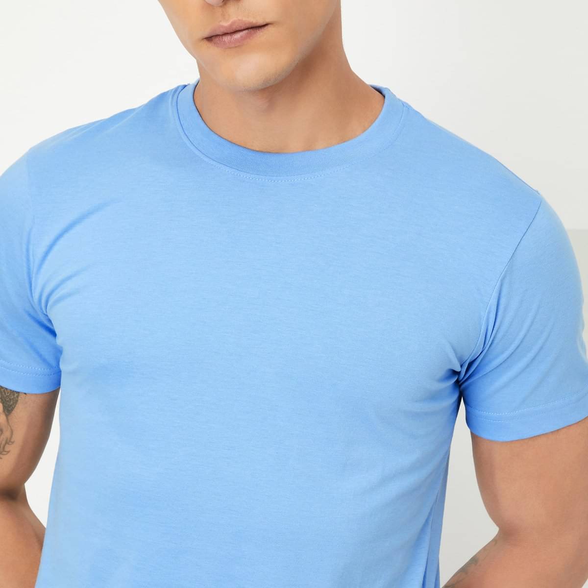 Nios Fashion Cotton Regular Fit Solid Half Sleeves Men's Round T-Shirt - Sky Blue ( Pack of 2 )     			Nios Fashion Cotton Regular Fit Solid Half Sleeves Men's Round T-Shirt - Sky Blue ( Pack of 2 )