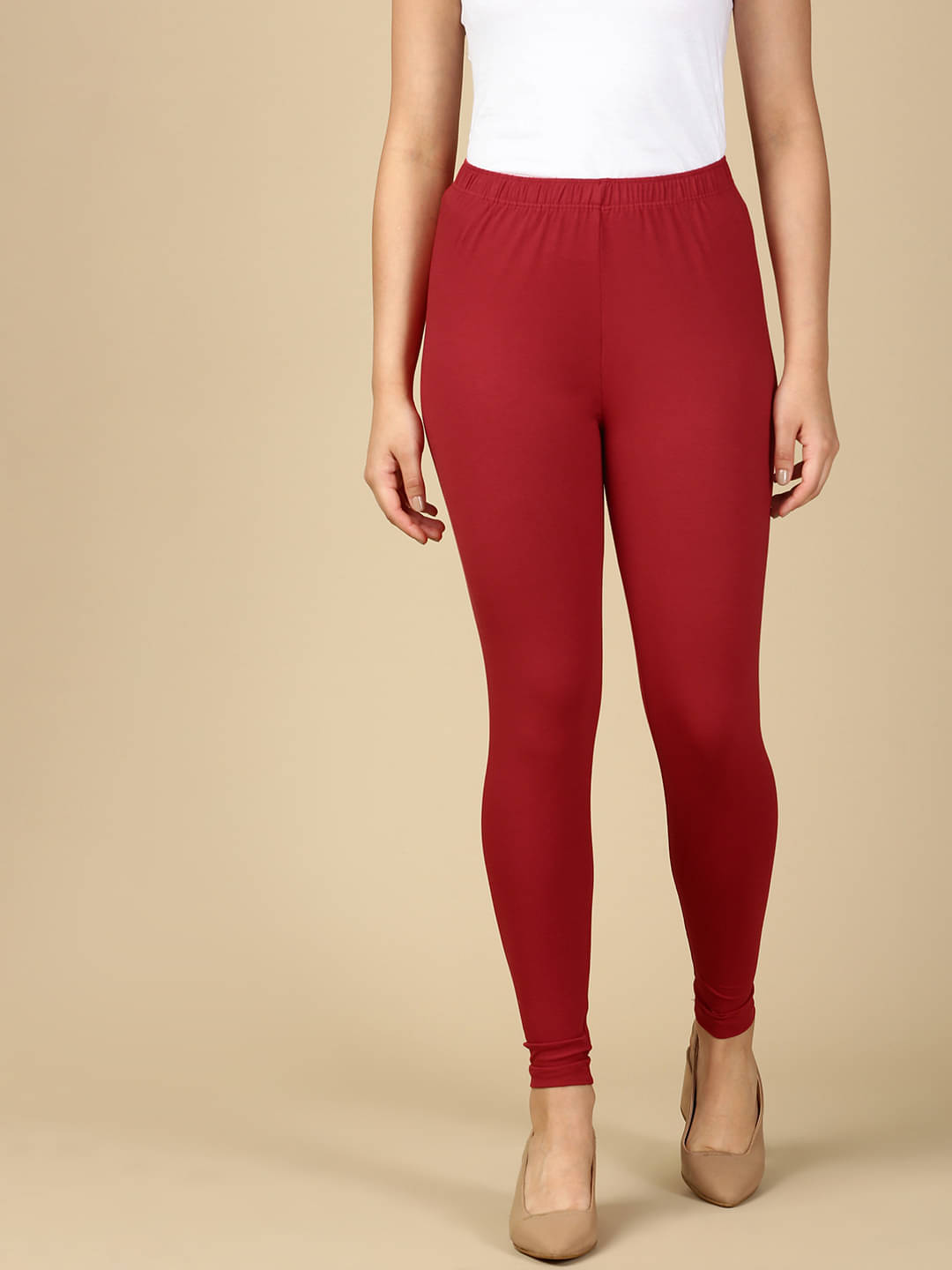     			PYNK Pack of 1 Cotton Blend Women's Leggings ( Red )