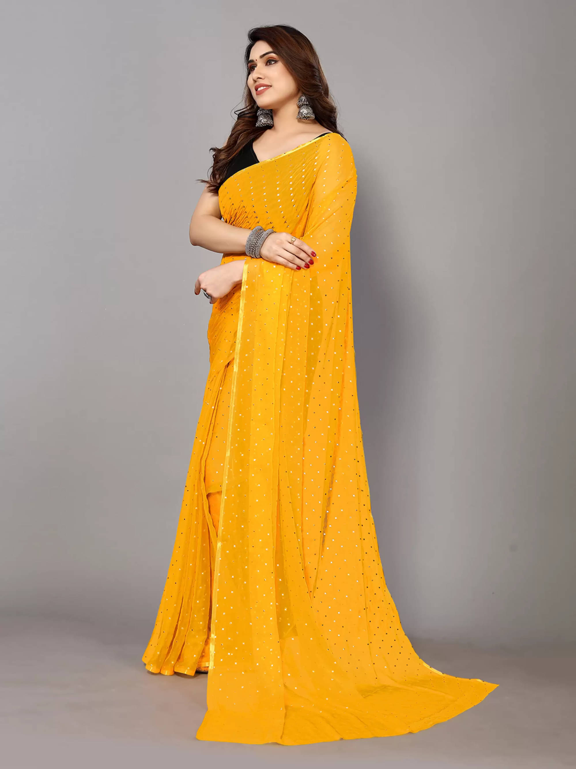 Parmila Fashion Chiffon Printed Saree With Unstitched Blouse Piece ( Gold )     			Parmila Fashion Chiffon Printed Saree With Unstitched Blouse Piece ( Gold )
