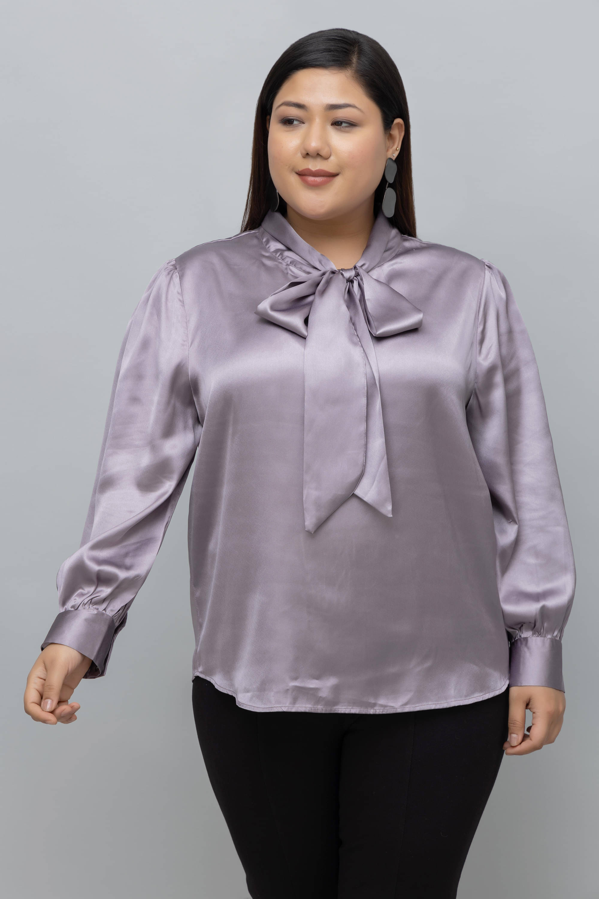     			Purys Women's Satin Regular Top ( Lavender )