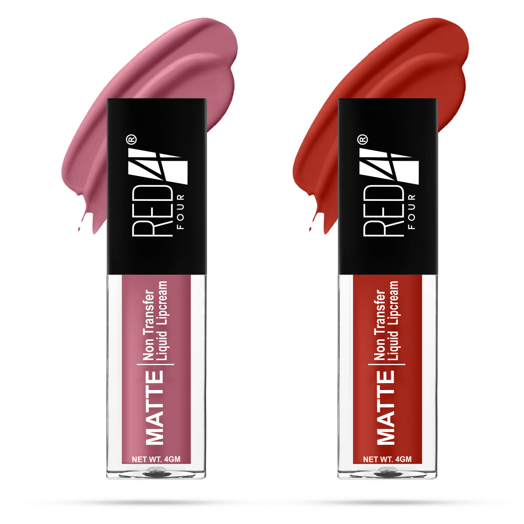     			RED 4 Peach,Red Matte Long Lasting Liquid Lipstick ( Pack of 2 )