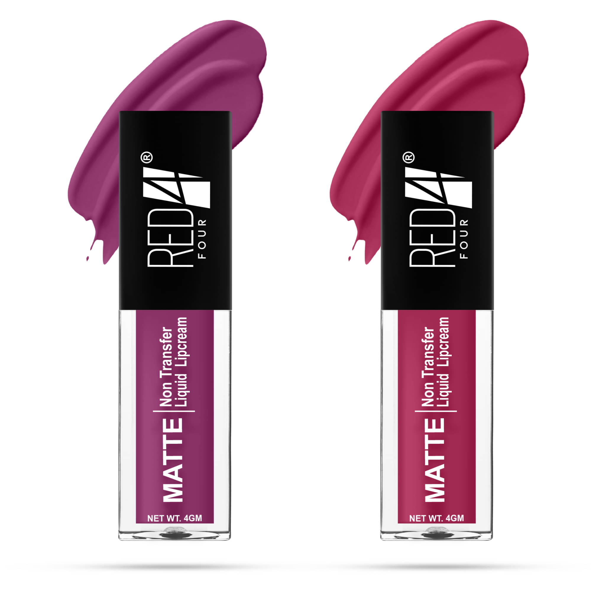     			RED 4 Purple,Lavender Matte Long Lasting Liquid Lipstick ( Pack of 2 )