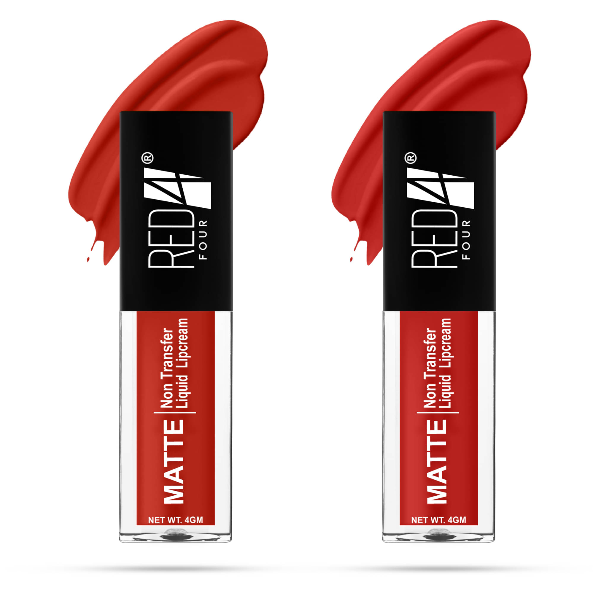 RED 4 Ruby Red,Chilli Red Matte Long Lasting Liquid Lipstick ( Pack of 2 ) RED 4 Ruby Red,Chilli Red Matte Long Lasting Liquid Lipstick ( Pack of 2 )
