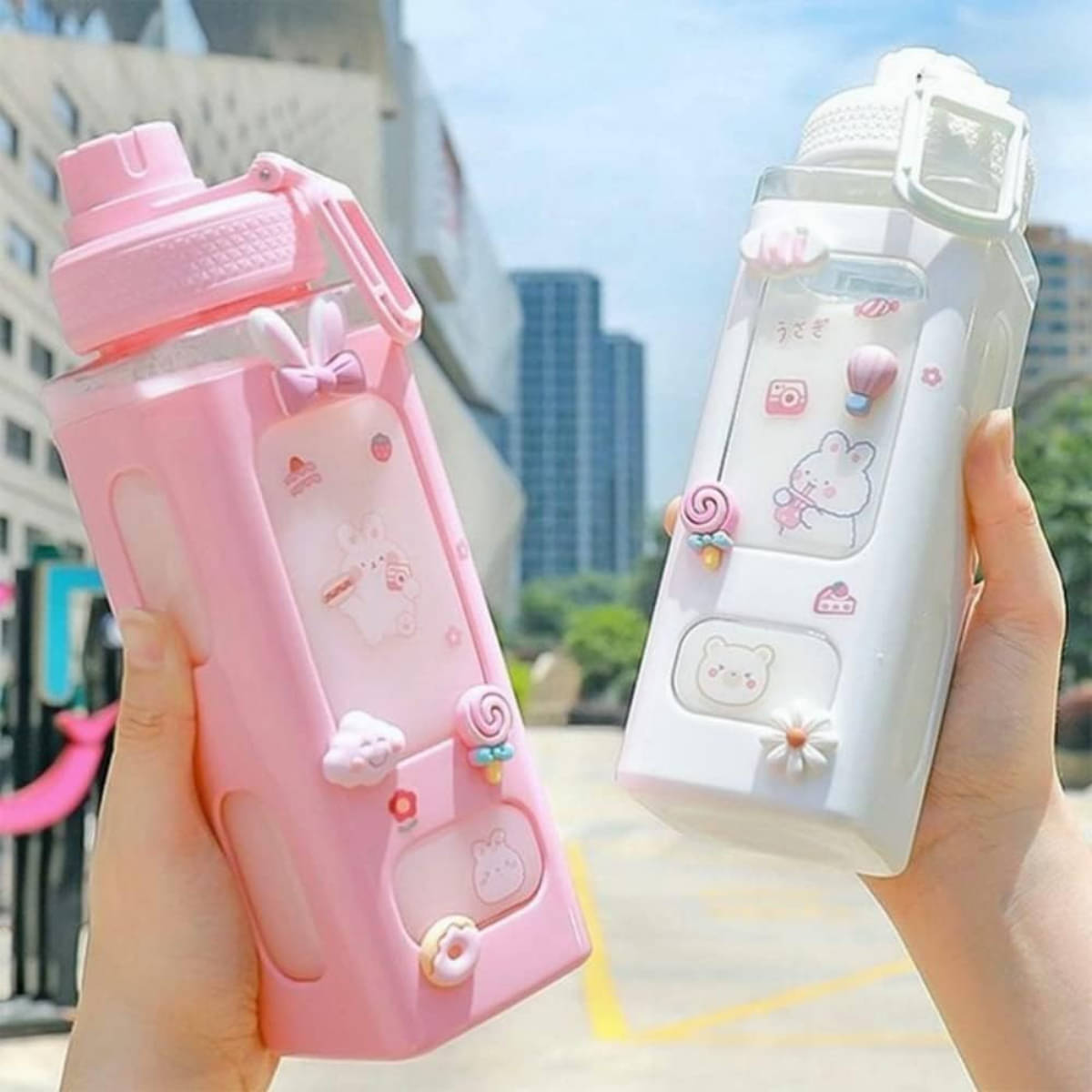     			Radhe Creation Cartoon water bottle for kids, kawaii water bottle Multicolour Plastic Water Bottle 700 mL ( Set of 1 )
