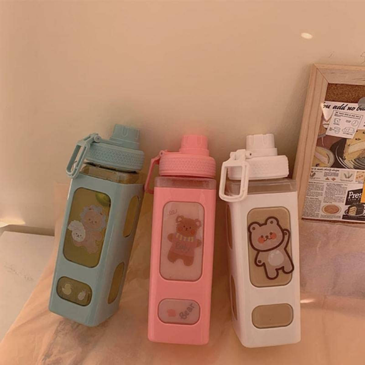     			Radhe Creation Cartoon water bottle for kids, kawaii water bottle Multicolour Plastic Water Bottle 700 mL ( Set of 3 )
