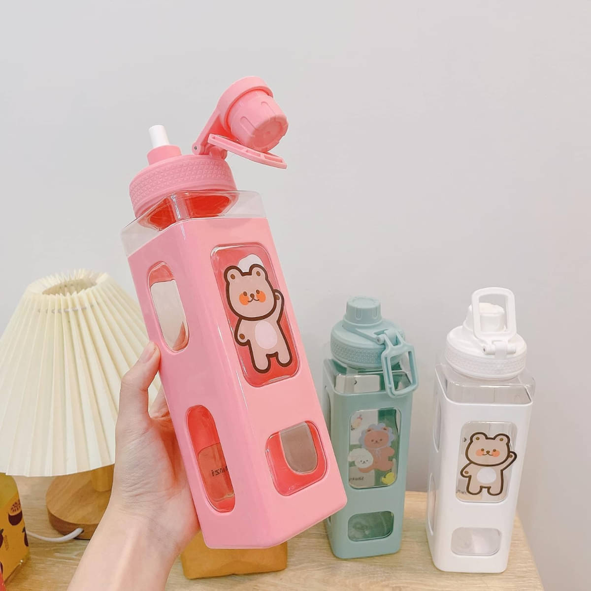     			Radhe Creation Cartoon water bottle for kids, kawaii water bottle Multicolour Plastic Water Bottle 700 mL ( Set of 1 )