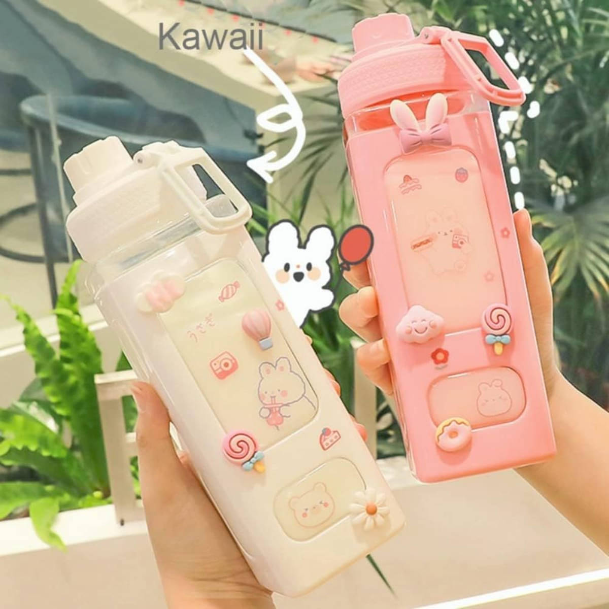     			Radhe Creation Cartoon water bottle for kids, kawaii water bottle Multicolour Plastic Water Bottle 700 mL ( Set of 1 )