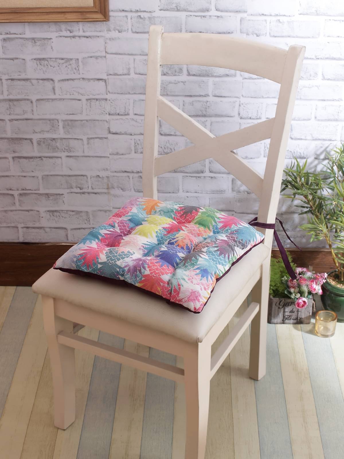     			Romee Set of 2 Jute Floral Square Cushion Cover (40X40)cm - Multi