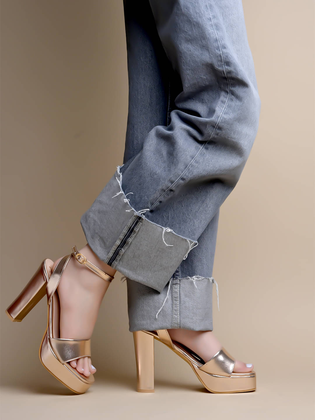 Shoetopia Gold Women's Sandal Heels Shoetopia Gold Women's Sandal Heels