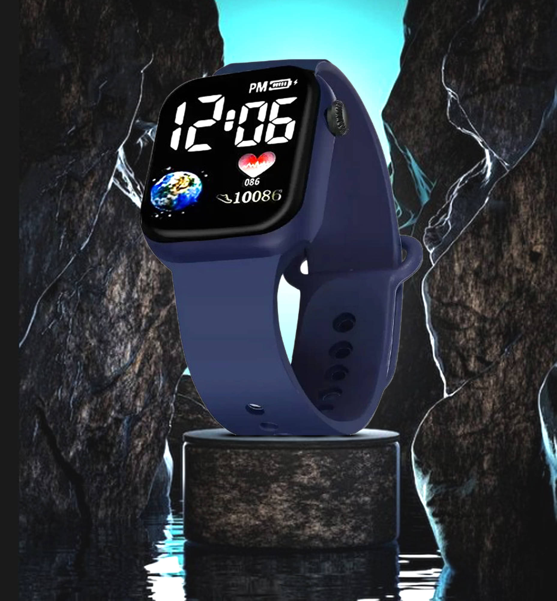     			THMT Blue Silicon Analog Men's Watch