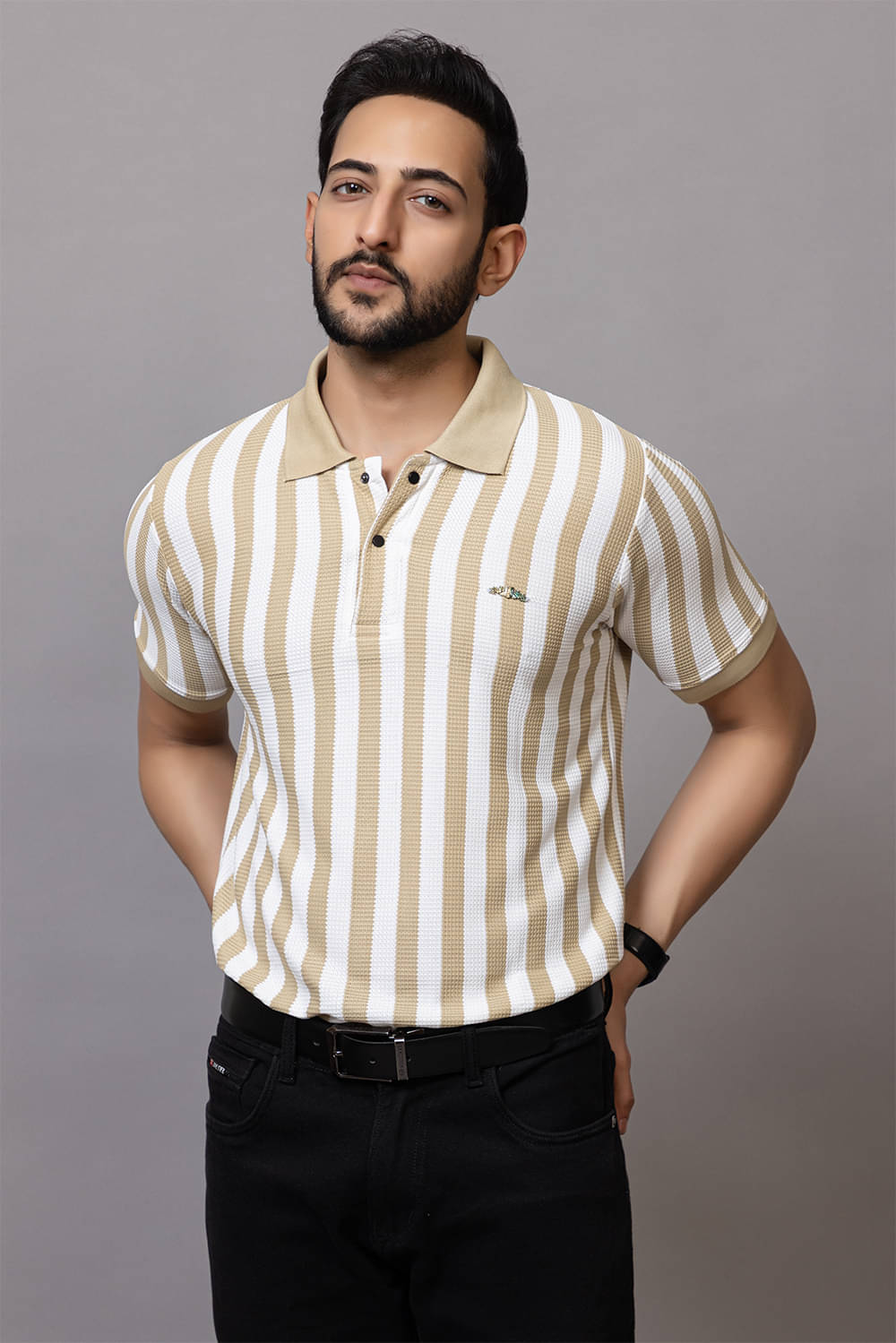 TOROLY Men Cotton Blend Regular Fit Colorblock T-Shirt ( Cream )     			TOROLY Men Cotton Blend Regular Fit Colorblock T-Shirt ( Cream )