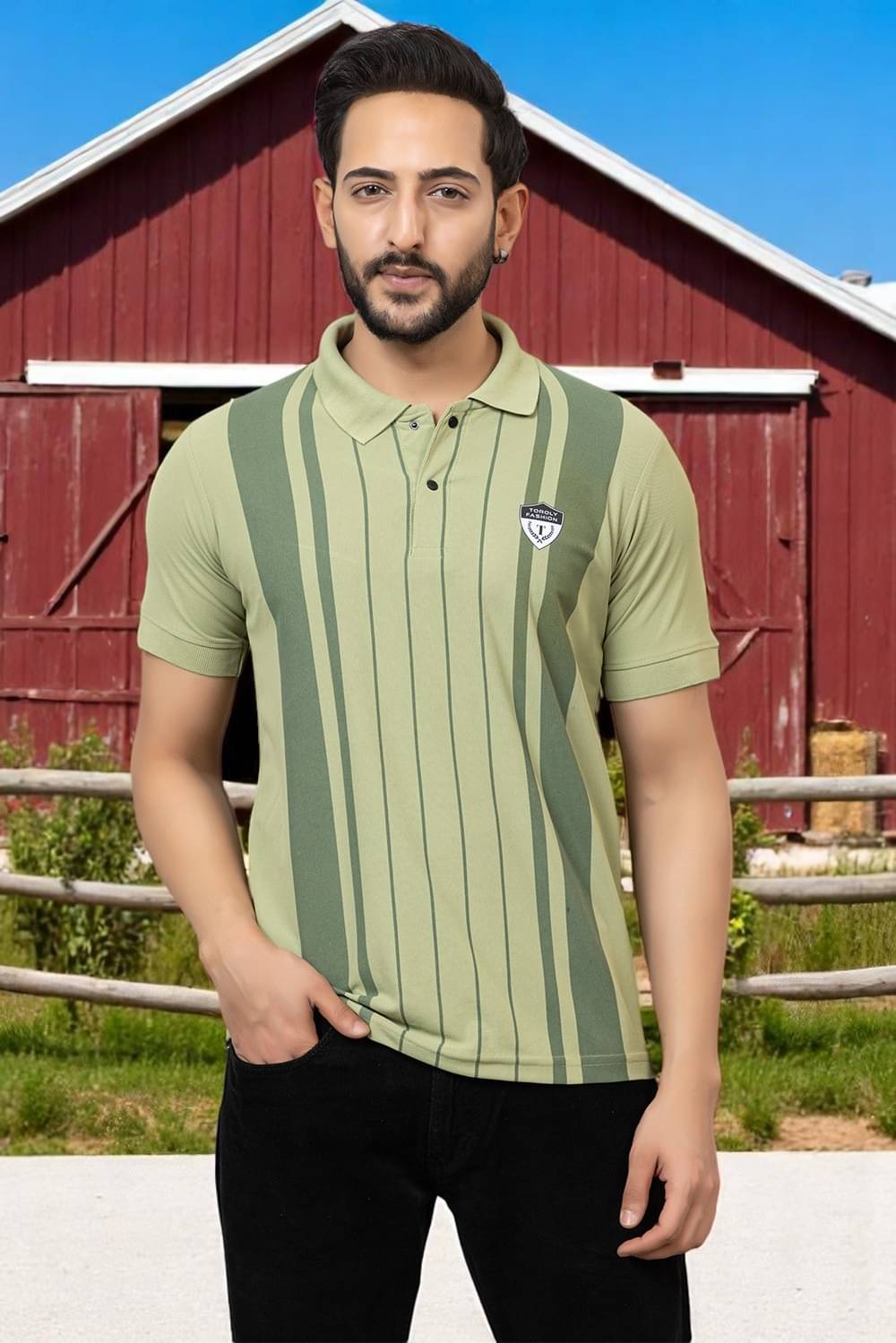     			TOROLY Men Cotton Blend Regular Fit Colorblock T-Shirt ( Lime Green )