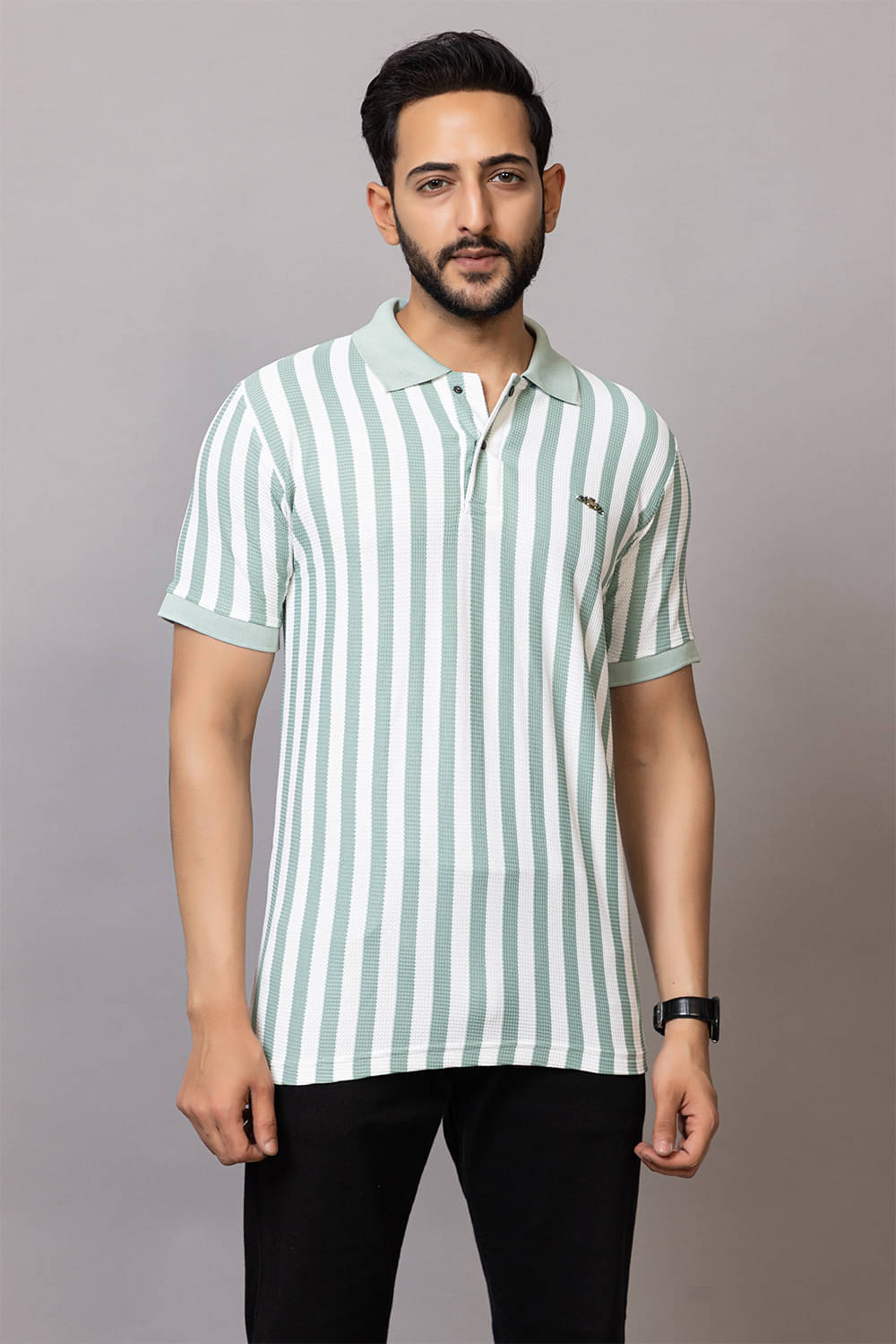     			TOROLY Men Cotton Blend Regular Fit Colorblock T-Shirt ( Mint Green )