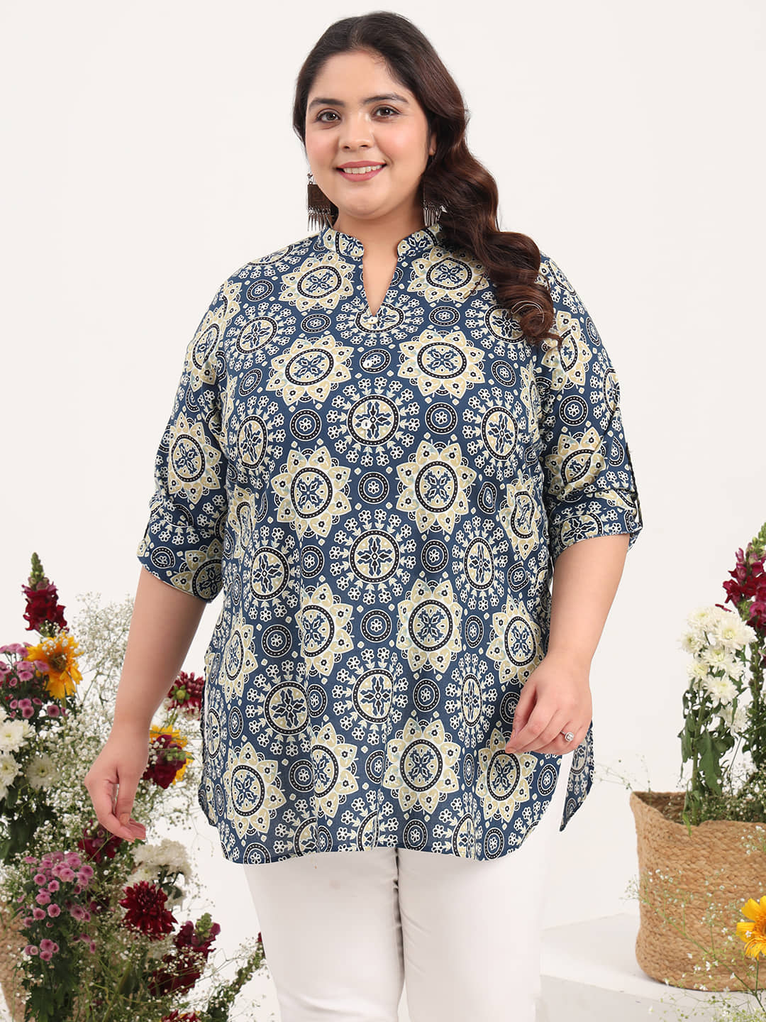Tissu Women's Cotton Printed Straight Kurti - ( Multicolor ) - Kurtis, Tunics | Buy online on ZillyBuy