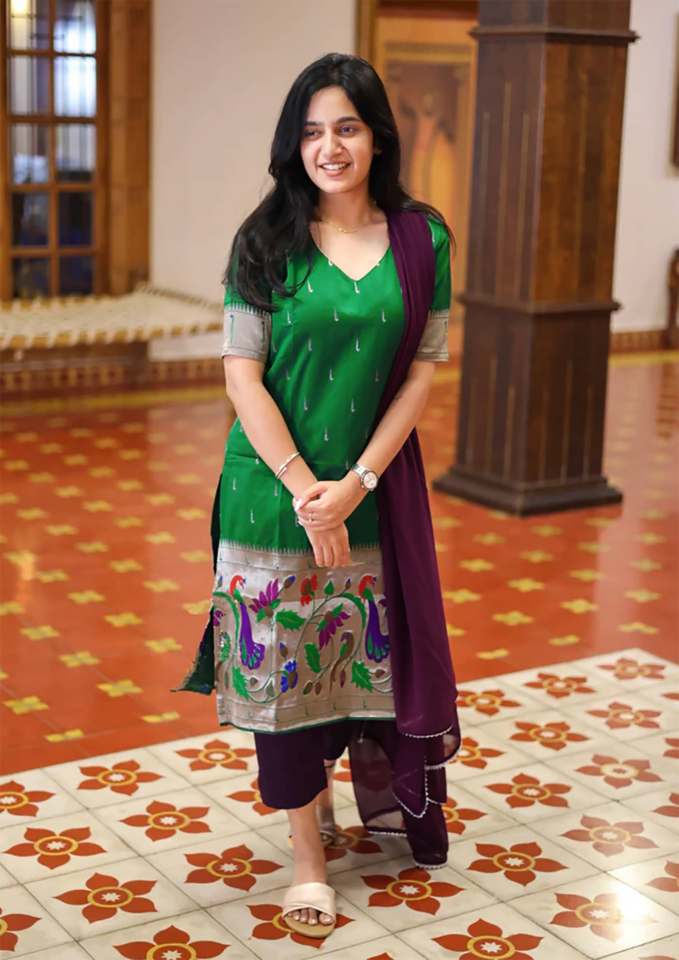 Trijal Fab Women's Brocade Printed Kurti With Pants ( Green ) Trijal Fab Women's Brocade Printed Kurti With Pants ( Green )