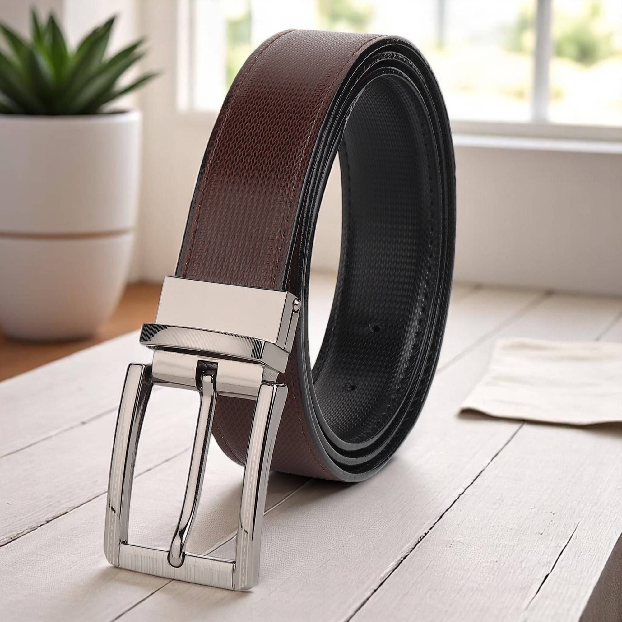     			WARCKS - Brown PU Men's Reversible Belt ( Pack of 1 )