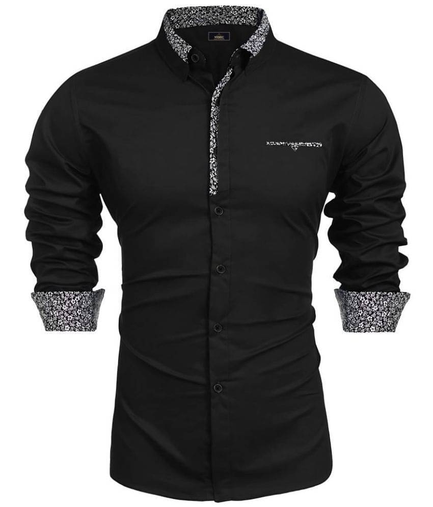 WEBRIC Cotton Blend Regular Fit Printed Full Sleeves Men's Casual Shirt - Black ( Pack of 1 ) WEBRIC Cotton Blend Regular Fit Printed Full Sleeves Men's Casual Shirt - Black ( Pack of 1 )