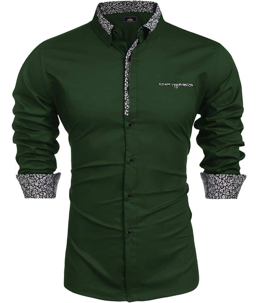     			WEBRIC Cotton Blend Regular Fit Printed Full Sleeves Men's Casual Shirt - Green ( Pack of 1 )