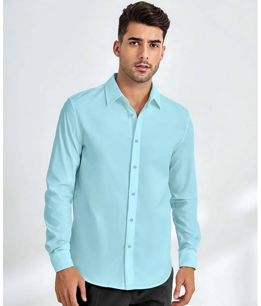 WEBRIC Cotton Blend Regular Fit Solids Full Sleeves Men's Casual Shirt - Aqua Blue ( Pack of 1 ) WEBRIC Cotton Blend Regular Fit Solids Full Sleeves Men's Casual Shirt - Aqua Blue ( Pack of 1 )
