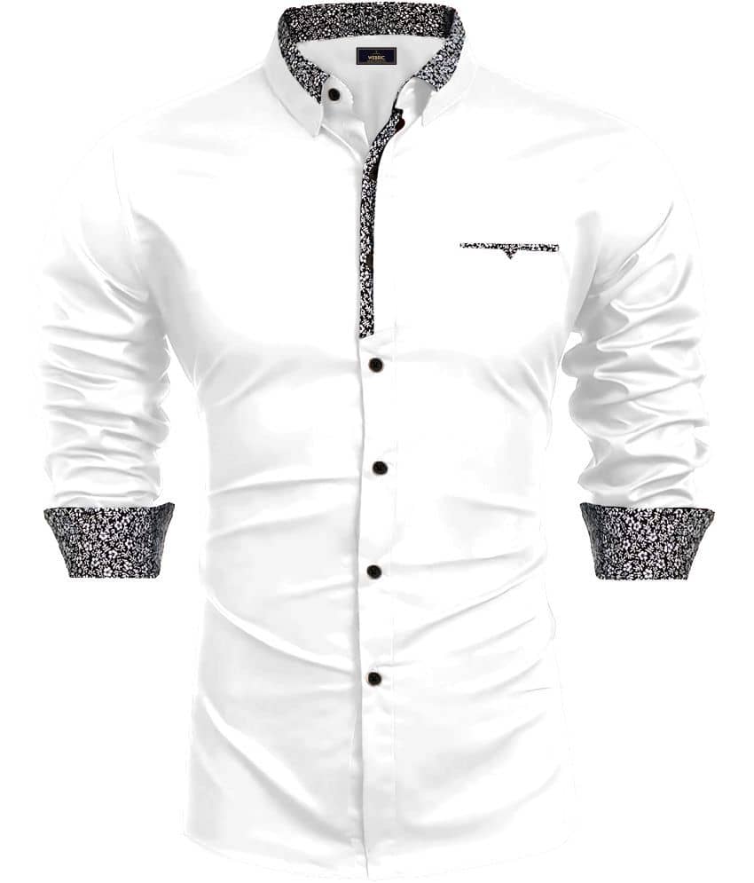 WEBRIC Cotton Blend Regular Fit Printed Full Sleeves Men's Casual Shirt - White ( Pack of 1 )