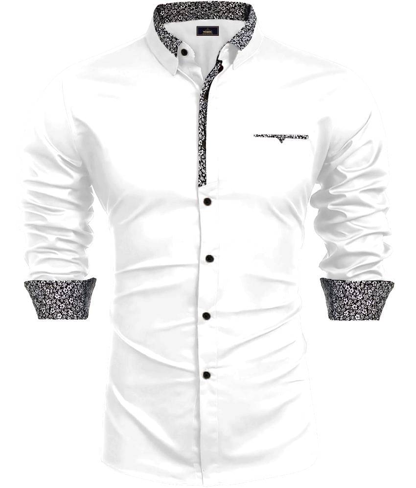 WEBRIC Cotton Blend Regular Fit Printed Full Sleeves Men's Casual Shirt - White ( Pack of 1 ) WEBRIC Cotton Blend Regular Fit Printed Full Sleeves Men's Casual Shirt - White ( Pack of 1 )