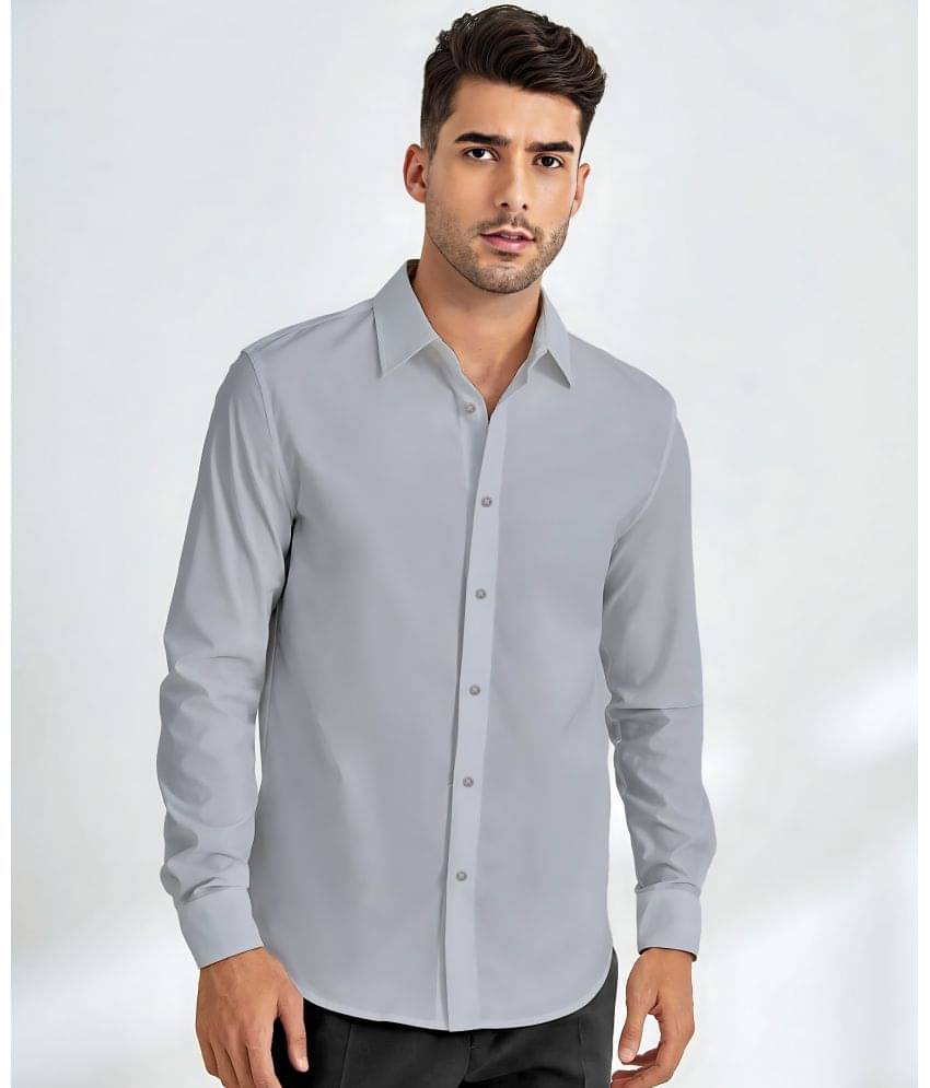 WEBRIC Cotton Blend Regular Fit Solids Full Sleeves Men's Casual Shirt - Light Grey ( Pack of 1 ) WEBRIC Cotton Blend Regular Fit Solids Full Sleeves Men's Casual Shirt - Light Grey ( Pack of 1 )