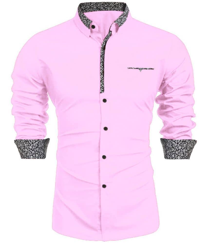 WEBRIC Cotton Blend Regular Fit Printed Full Sleeves Men's Casual Shirt - Pink ( Pack of 1 )