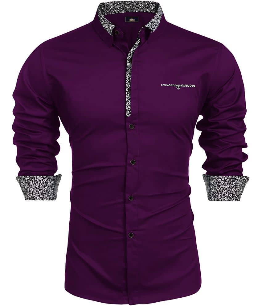 WEBRIC Cotton Blend Regular Fit Printed Full Sleeves Men's Casual Shirt - Wine ( Pack of 1 )