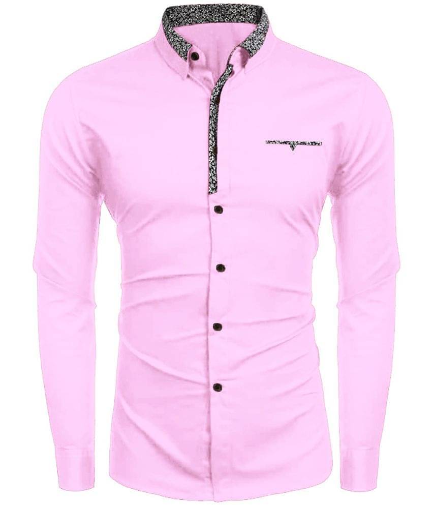 WEBRIC Cotton Blend Regular Fit Printed Full Sleeves Men's Casual Shirt - Pink ( Pack of 1 ) - Image 3