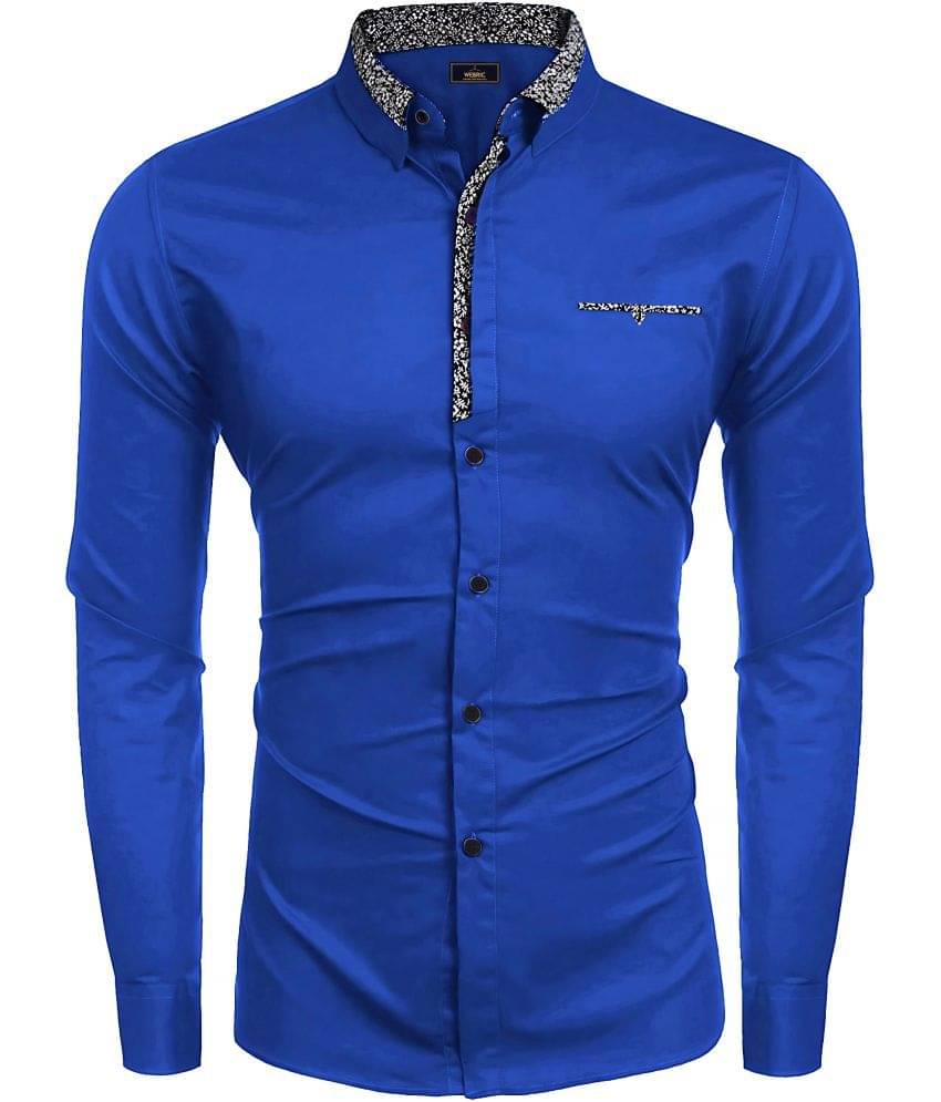     			WEBRIC Cotton Blend Regular Fit Printed Full Sleeves Men's Casual Shirt - Blue ( Pack of 1 )