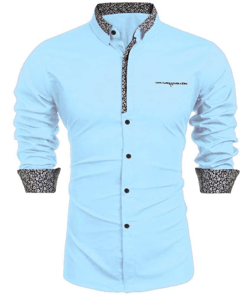     			WEBRIC Cotton Blend Regular Fit Printed Full Sleeves Men's Casual Shirt - Aqua Blue ( Pack of 1 )