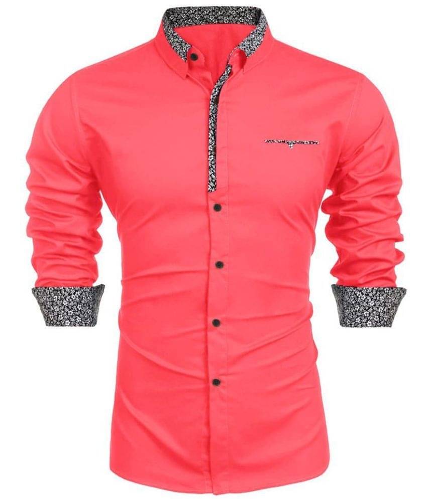 WEBRIC Cotton Blend Regular Fit Printed Full Sleeves Men's Casual Shirt - Fluorescent Pink ( Pack of 1 ) WEBRIC Cotton Blend Regular Fit Printed Full Sleeves Men's Casual Shirt - Fluorescent Pink ( Pack of 1 )