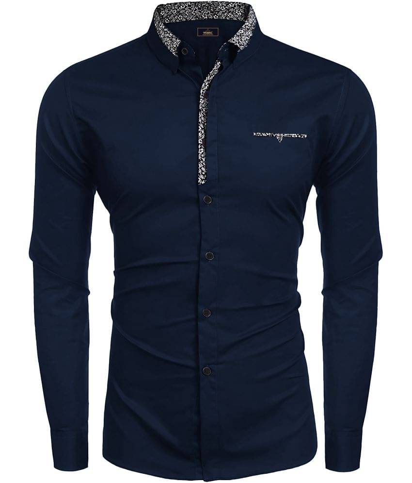    			WEBRIC Cotton Blend Regular Fit Printed Full Sleeves Men's Casual Shirt - Navy Blue ( Pack of 1 )